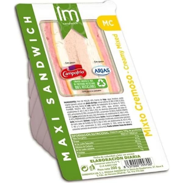 Sandwich Mixto Cremoso Maxi - 0.2 kg - Imagen del producto en Findit