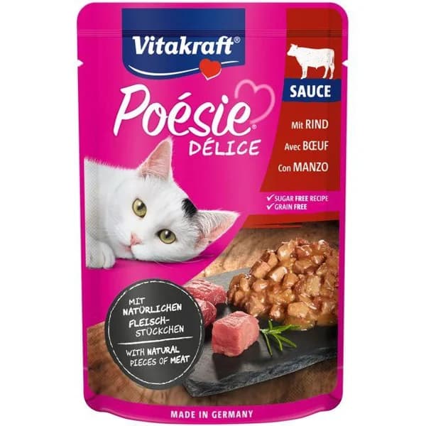 Alimento de ternera para gato VITAKRAFT Poesie, sobre 85 g - 1 ud - Imagen del producto en Findit