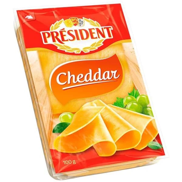 Queso Cheddar PRESIDENT, lonchas, bandeja 100 g - 1 ud - Imagen del producto en Findit
