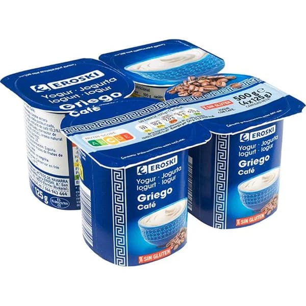Yogur griego sabor café EROSKI, pack 4x125 g - 1 ud - Imagen del producto en Findit