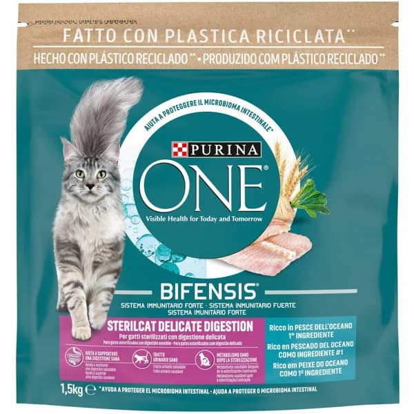 Alimento digestión para gato esterilizado ONE, saco 1,5 kg - 1 ud - Imagen del producto en Findit