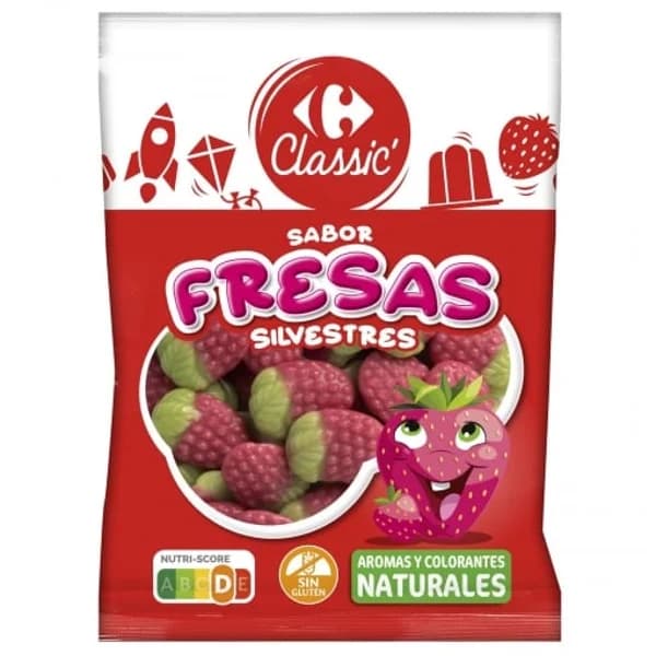 Fresas de goma Carrefour Classic sin gluten 200 g. - 0.2 kg - Imagen del producto en Findit