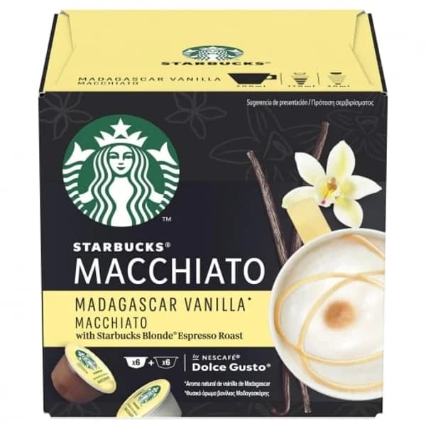 Cafe cápsulas Madagascar vanilla macchiato Starbucks compatible con Nescafé Dolce Gusto 12 ud. - 1 ud - Imagen del producto en Findit