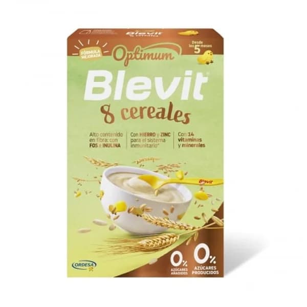 Papilla infantil desde 5 meses 8 cereales Blevit Optimum sin azúcar añadido 250 g. - 0.25 kg - Imagen del producto en Findit
