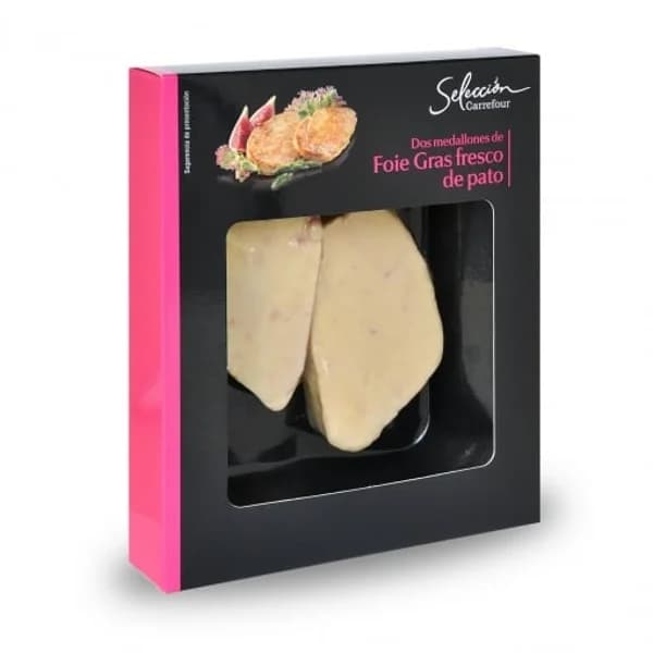 Foie gras de pato fresco en medallones Carrefour Selección 100 g - 1 ud - Imagen del producto en Findit