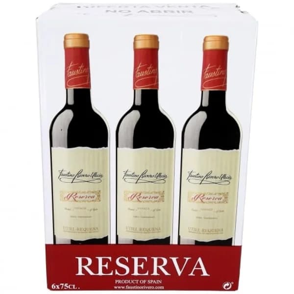 Caja de 6 botella de vino tinto reserva Faustino Rivero Ulecia D.O. Utiel-Requena 75 cl. - 1 ud - Imagen del producto en Findit