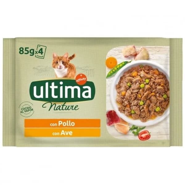 Comida húmeda de pollo y aves para gato adulto Ultima 4x85 gr - 1 ud - Imagen del producto en Findit