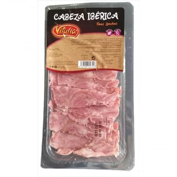Cabeza ibérica en finas lonchas Vitulia sin gluten y sin lactosa 130 g - 1 ud - Imagen del producto en Findit