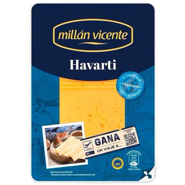Queso Havarti MILLAN VICENTE, lonchas, bandeja 240 g - 1 ud - Imagen del producto en Findit