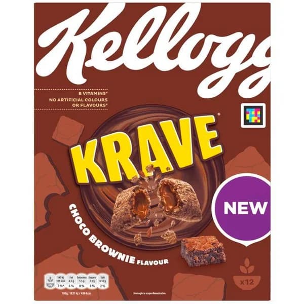 Cereales brownie rellenos sabor chocolate KRAVE, caja 375 g - 1 ud - Imagen del producto en Findit