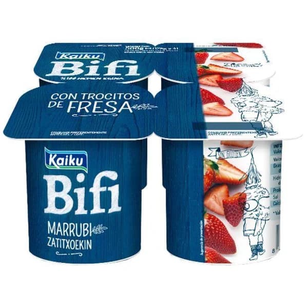 Yogur Bifi Activium con fresas KAIKU, pack 4x125 g - 1 ud - Imagen del producto en Findit