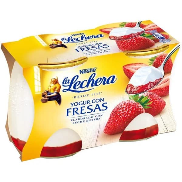 Yogur con fresas enriquecido NESTLÉ La Lechera, pack 2x125 g - 1 ud - Imagen del producto en Findit