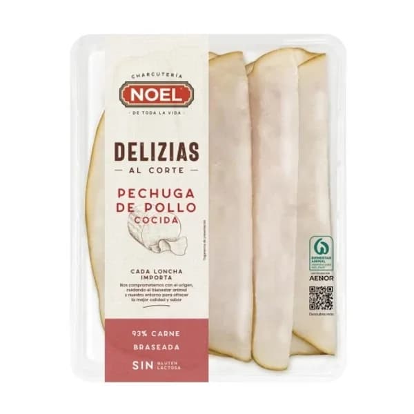 Pechuga de Pollo cocida en lonchas Noel sin gluten y sin lactosa 110 g - 0.12 kg - Imagen del producto en Findit