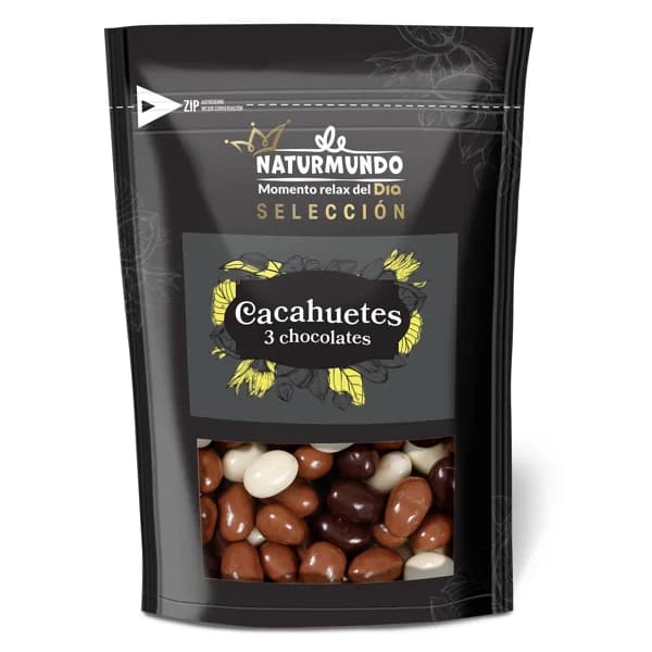 Cacahuetes recubiertos de 3 chocolates Naturmundo de Dia bolsa 200 g - 1 ud - Imagen del producto en Findit