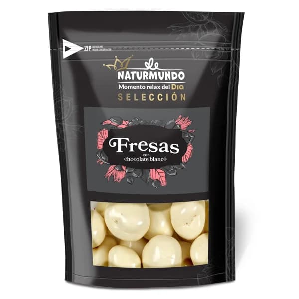 Fresas recubiertas con chocolate blanco Naturmundo de Dia bolsa 150 g - 1 ud - Imagen del producto en Findit