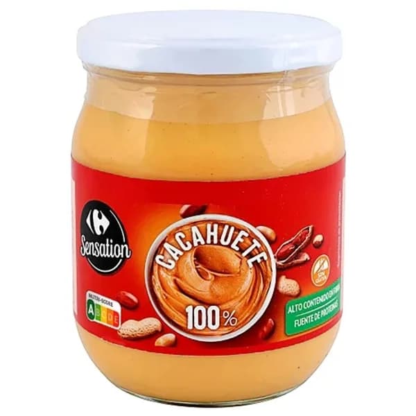 Crema de cacahuete 100% Sensation Carrefour sin gluten 500 g. - 0.5 kg - Imagen del producto en Findit