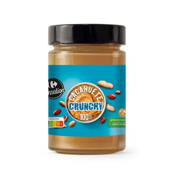 Crema de cacahuete crujiente Sensation Carrefour sin gluten 500 g. - 0.5 kg - Imagen del producto en Findit