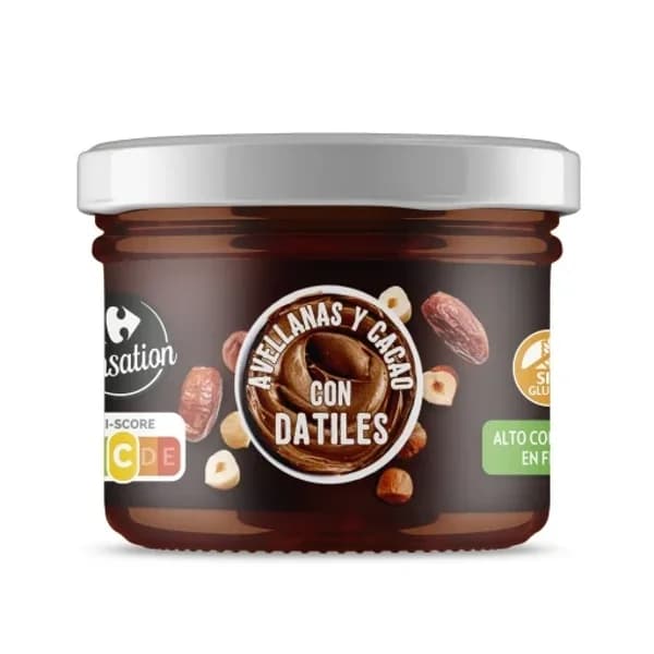 Crema de avellanas y cacao con dátiles Carrefour Extra sin gluten 200 g. - 0.2 kg - Imagen del producto en Findit