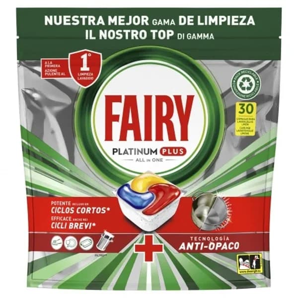 Lavavajillas a máquina platinum plus pastillas todo en uno Fairy 30 ud. - 29.92 ud - Imagen del producto en Findit