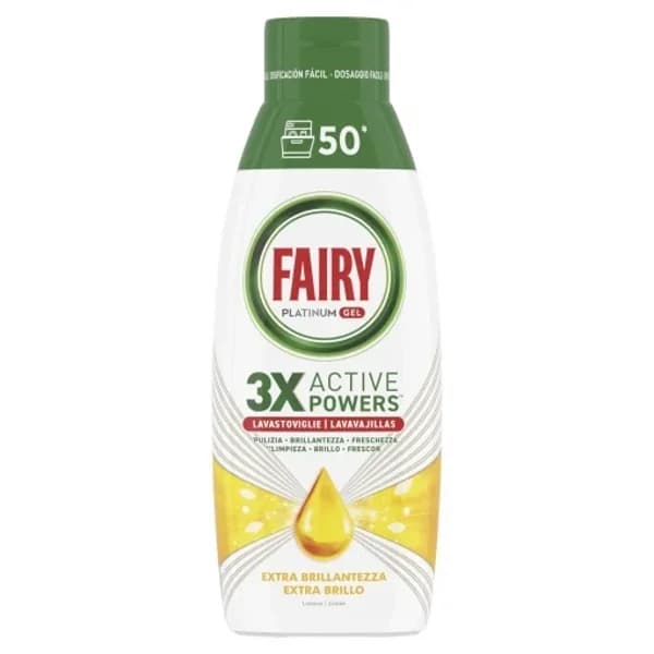 Gel para lavavajillas automáticos fragancia limón Fairy Platinum 50 lavados. - 49.09 ud - Imagen del producto en Findit