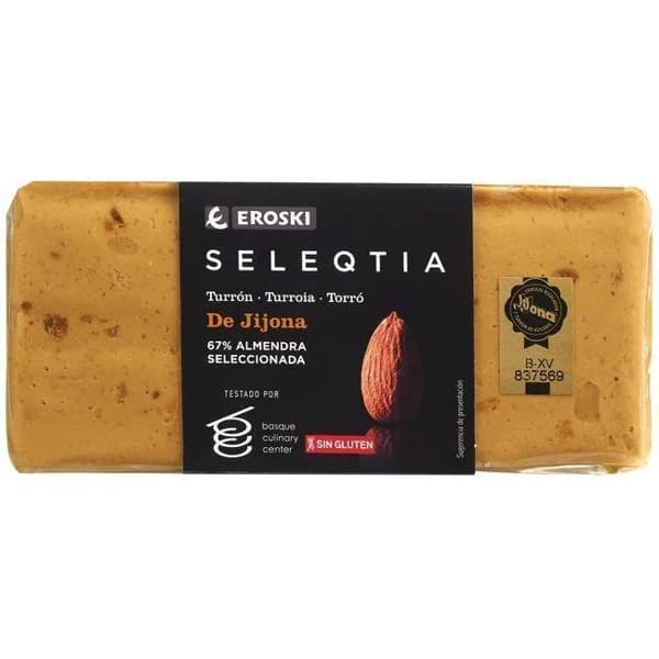 Turrón jijona EROSKI SELEQTIA, tableta 300 g - 1 ud - Imagen del producto en Findit