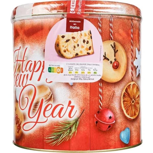 Panettone EROSKI, lata 750 g - 1 ud - Imagen del producto en Findit