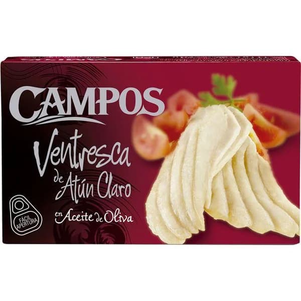Ventresca de atún claro en aceite de oliva CAMPOS, lata 111 g - 1 ud - Imagen del producto en Findit