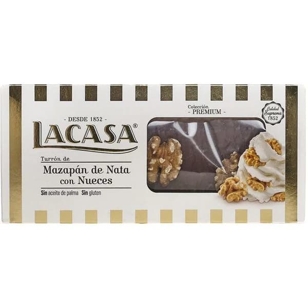 Turrón de mazapán-nata-nuez LACASA, caja 200 g - 1 ud - Imagen del producto en Findit