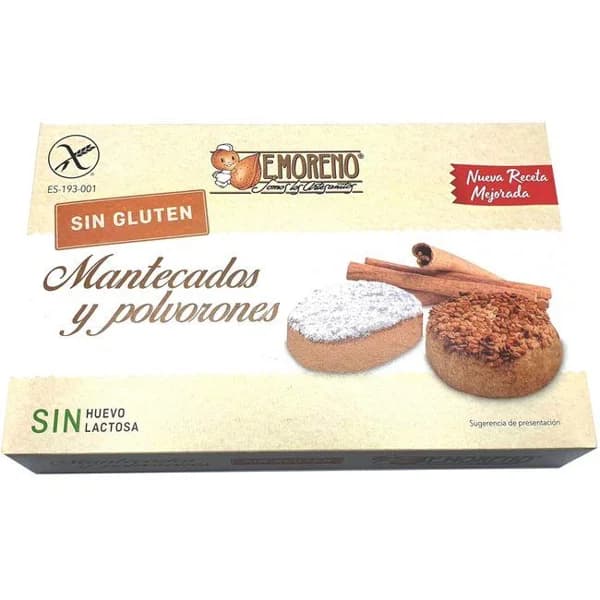 Mantecados-polvor. de almendra sin gluten E. MORENO, caja 400 g - 1 ud - Imagen del producto en Findit