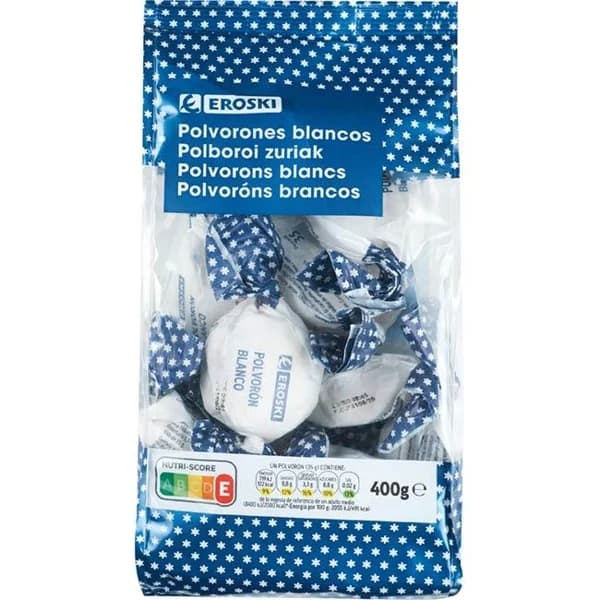 Polvorón blanco EROSKI, bolsa 400 g - 1 ud - Imagen del producto en Findit