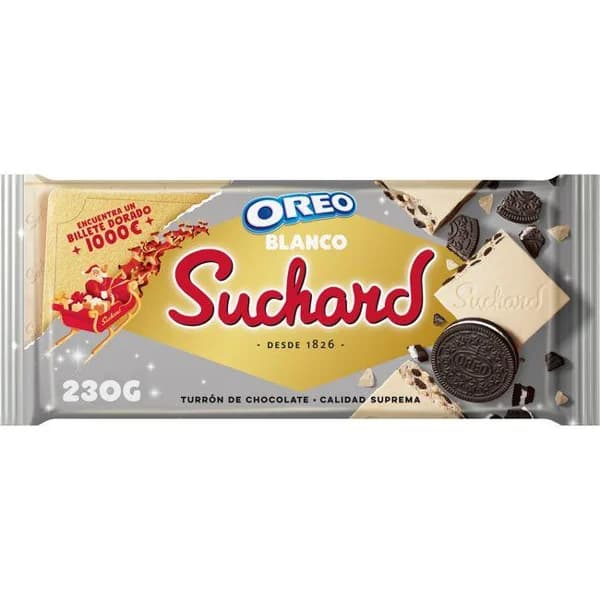 Turrón de chocolate blanco oreo crujiente SUCHARD, tableta 230 g - 1 ud - Imagen del producto en Findit