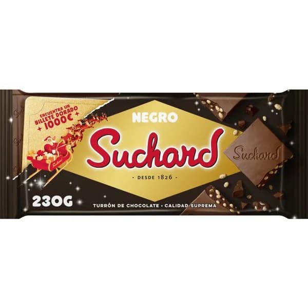 Turrón de chocolate negro crujiente SUCHARD, tableta 230 g - 1 ud - Imagen del producto en Findit