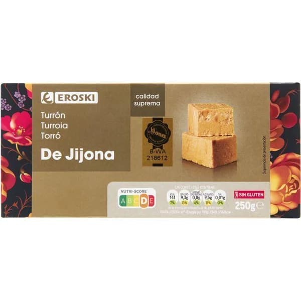 Turrón jijona EROSKI, caja 250 g - 1 ud - Imagen del producto en Findit
