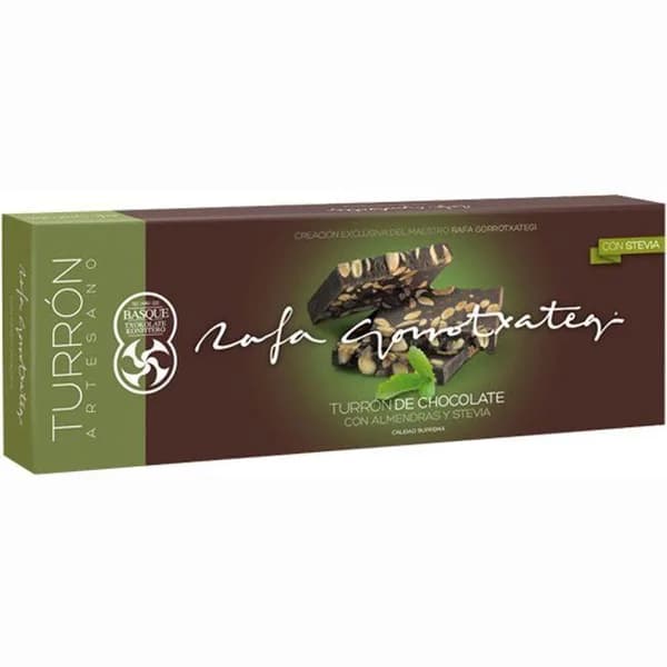 Turrón de choco-almendra c/ stevia RAFA GORROTXATEGI, caja 250 g - 1 ud - Imagen del producto en Findit