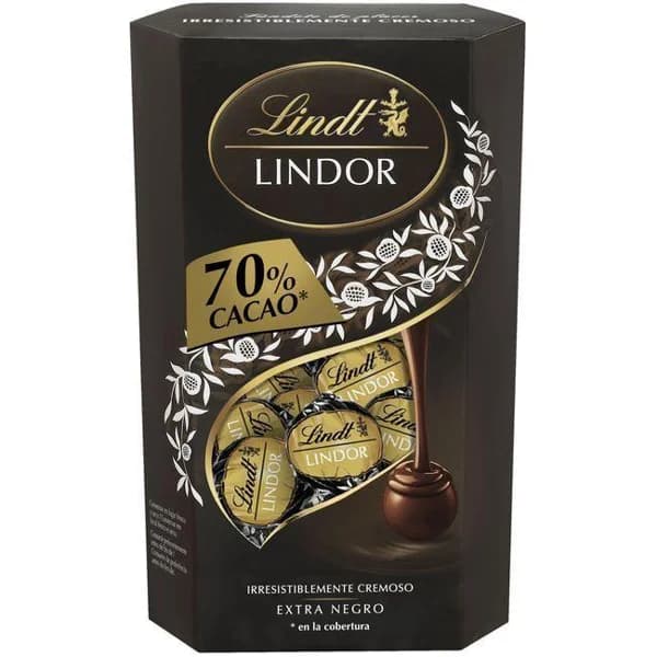 Bombón negro 70% LINDT CORENT LINDOR, caja 337 g - 1 ud - Imagen del producto en Findit