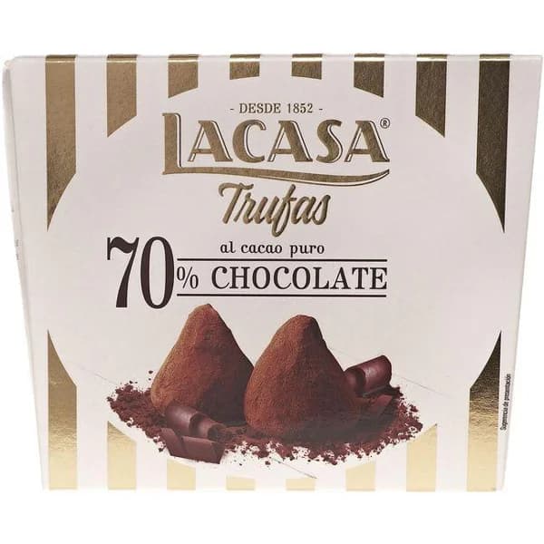 Trufas al cacao puro 70% chocolate LA CASA, caja 150 g - 1 ud - Imagen del producto en Findit