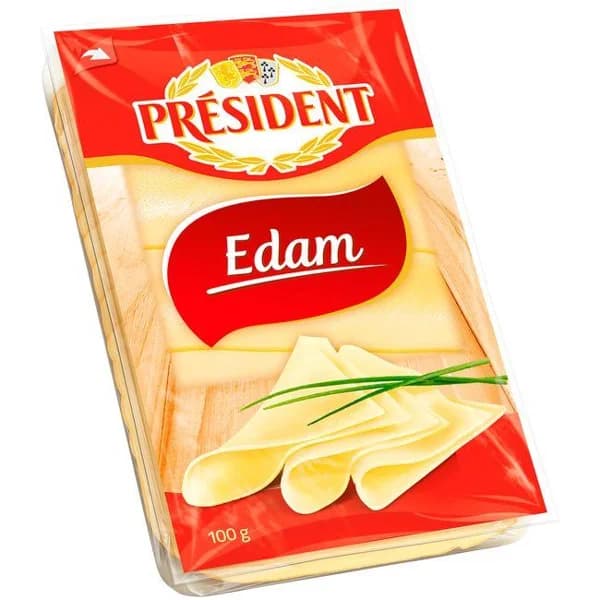 Queso Edam PRESIDENT, lonchas, bandeja 100 g - 1 ud - Imagen del producto en Findit