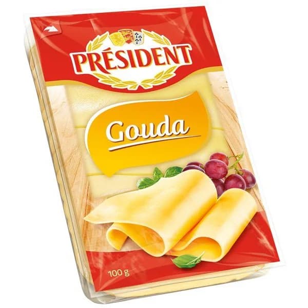 Queso Gouda PRESIDENT, lonchas, bandeja 100 g - 1 ud - Imagen del producto en Findit