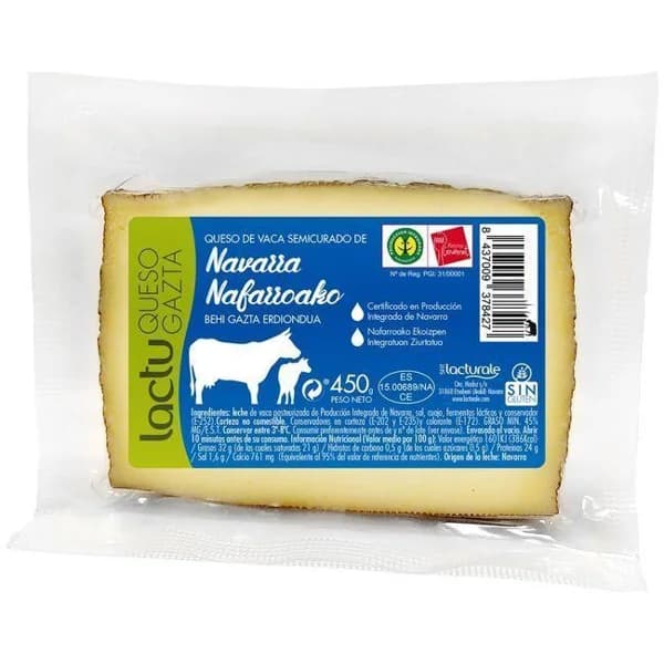1/2 Queso de vaca semicurado medio LACTURALE, pieza 450 g - 1 ud - Imagen del producto en Findit
