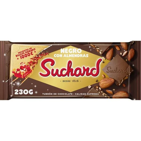 Turrón de chocolate negro con almendras SUCHARD, tableta 230 g - 1 ud - Imagen del producto en Findit