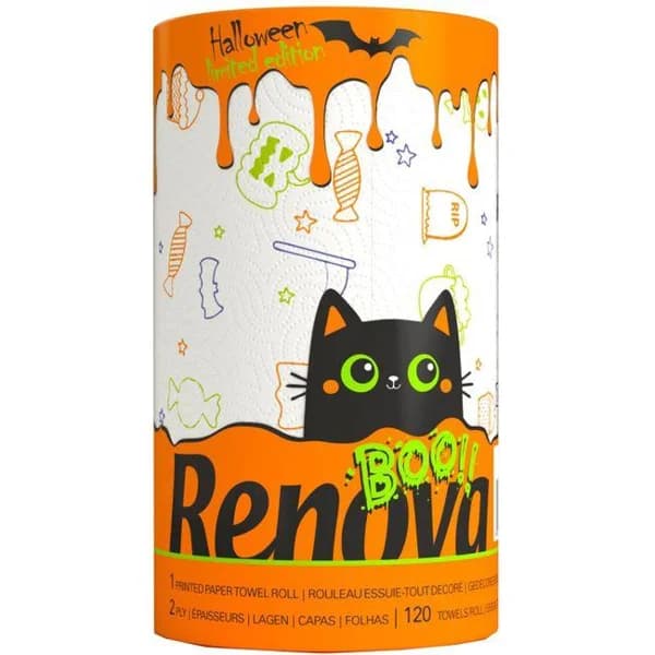 Papel de cocina Halloween RENOVA, paquete 1 rollo - 1 ud - Imagen del producto en Findit