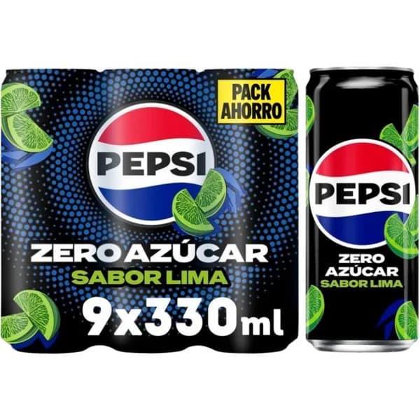 Refresco de cola con lima sin azúcar PEPSI MAX, pack 9x33 cl - 1 ud - Imagen del producto en Findit