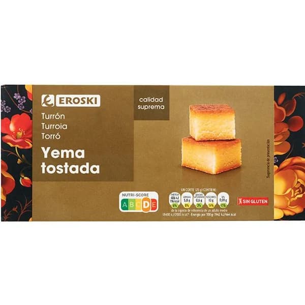 Turrón de yema tostada EROSKI, caja 200 g - 1 ud - Imagen del producto en Findit