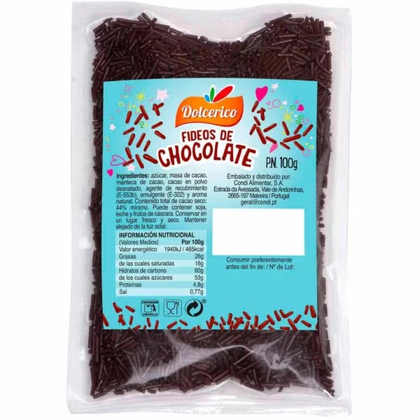 Fideos de chocolate DOLCERICO, paquete 100 g - 0.1 kg - Imagen del producto en Findit
