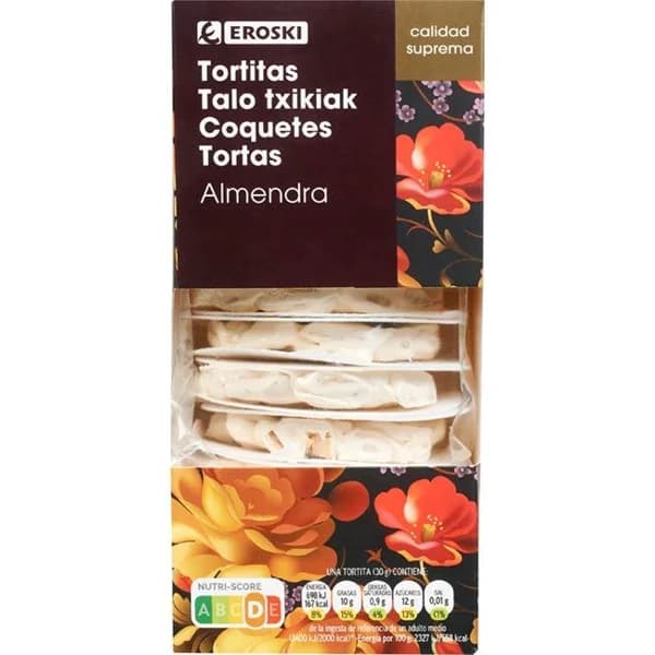 Mini tortitas de almendra EROSKI, caja 210 g - 1 ud - Imagen del producto en Findit