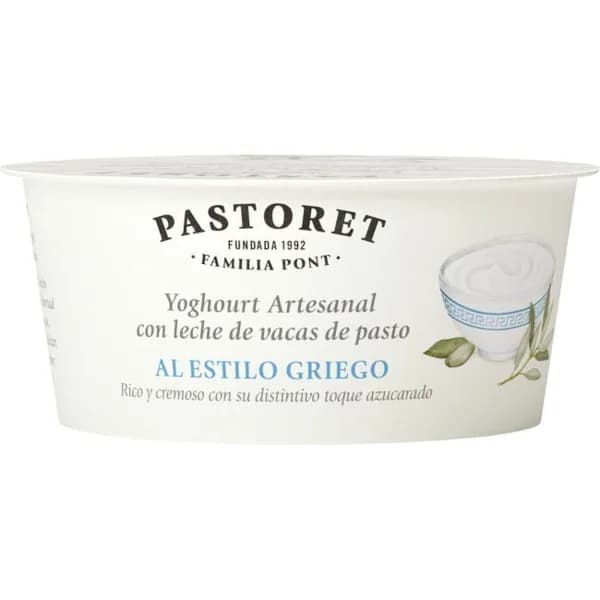 Yogur griego natural con azúcar PASTORET, tarrina 125 g - 1 ud - Imagen del producto en Findit