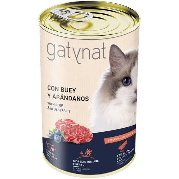 Alimento de buey para gato GATYNAT, lata 400 g - 1 ud - Imagen del producto en Findit