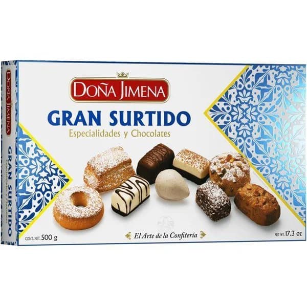 Surtido de especialidades y chocolate DOÑA JIMENA, caja 500 g - 1 ud - Imagen del producto en Findit