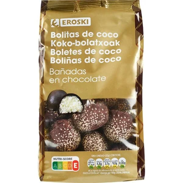 Bolitas de coco EROSKI, bolsa 340 g - 1 ud - Imagen del producto en Findit