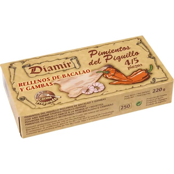 Pimientos Relleno de Bacalao y Gambas 4/5 Piezas - 0.22 kg - Imagen del producto en Findit